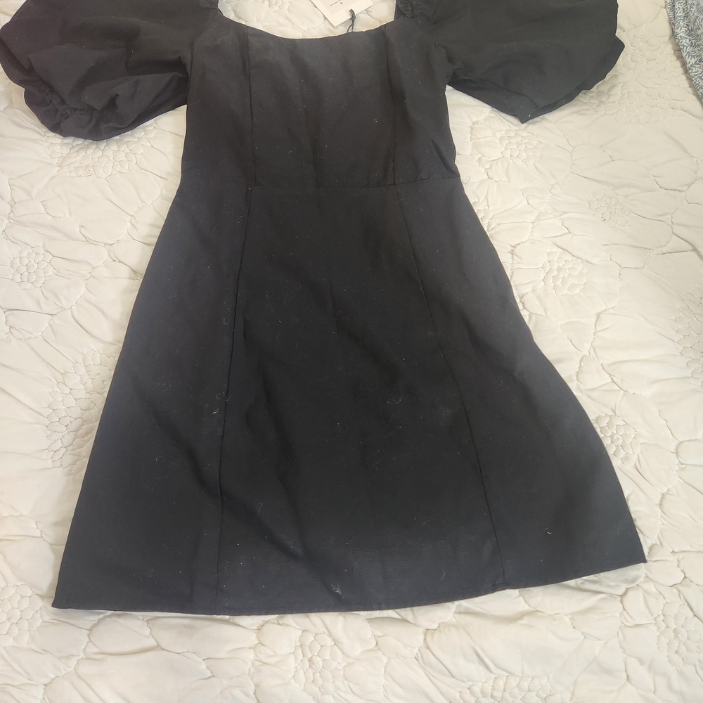 Rachel Parcell Black Puff Sleeve Mini Dress